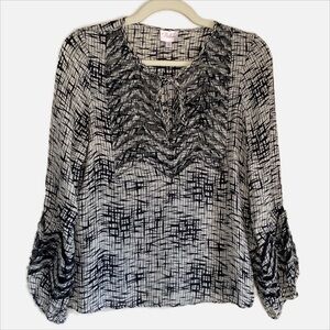 Parker 100% Silk Top with Fringe and Cutout Detail Size XS